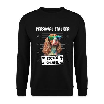 Little Funny Stalker Cocker Spaniel - Unisex Pullover - Schwarz - Vorne - Alina (178cm) & Michal (187cm)