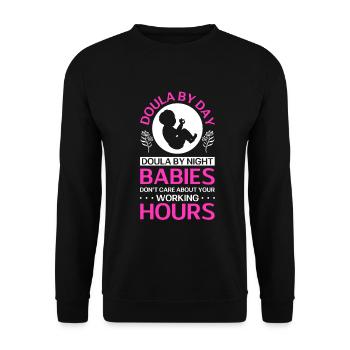 Doula infirmière sage-femme - Sweat-shirt Unisexe - noir - Devant - Alina (178cm) & Michal (187cm)