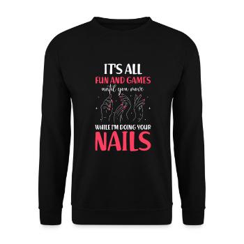 Nail Tech Maniküre Nail Technikerin - Unisex Pullover - Schwarz - Vorne - Alina (178cm) & Michal (187cm)