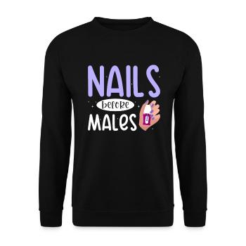 Nail Tech Manucure Technicienne des ongles - Sweat-shirt Unisexe - noir - Devant - Alina (178cm) & Michal (187cm)
