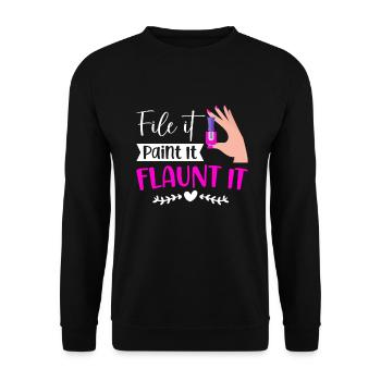 Nail Tech Manucure Technicienne des ongles - Sweat-shirt Unisexe - noir - Devant - Alina (178cm) & Michal (187cm)