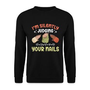 Nail Tech Manucure Technicienne des ongles - Sweat-shirt Unisexe - noir - Devant - Alina (178cm) & Michal (187cm)