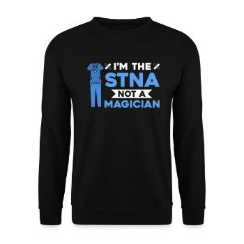 STNA Staatlich geprüfte Pflegeassistentin - Unisex Pullover - Schwarz - Vorne - Alina (178cm) & Michal (187cm)