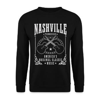 Nashville Tennessee Musique country - Sweat-shirt Unisexe - noir - Devant - Alina (178cm) & Michal (187cm)