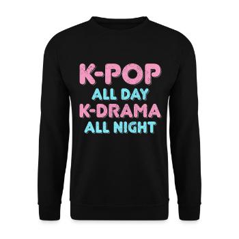 K-Pop K-Drama Fan Geschenk - Unisex Pullover - Schwarz - Vorne - Alina (178cm) & Michal (187cm)