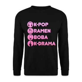K-Pop-Fan Geschenk Koreanische Popmusik - Unisex Pullover - Schwarz - Vorne - Alina (178cm) & Michal (187cm)