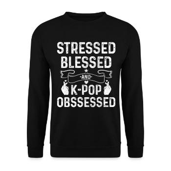 K-Pop Fan Gift Korean Pop Music - Unisex Sweatshirt - black - Front - Alina (178cm) & Michal (187cm)