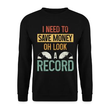 Vinyl Schallplatte Vintage DJ Geschenk - Unisex Pullover - Schwarz - Vorne - Alina (178cm) & Michal (187cm)