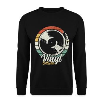 Vinyl Schallplatte Vintage DJ Geschenk - Unisex Pullover - Schwarz - Vorne - Alina (178cm) & Michal (187cm)