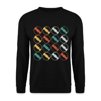 Vinyl Schallplatte Vintage DJ Geschenk - Unisex Pullover - Schwarz - Vorne - Alina (178cm) & Michal (187cm)