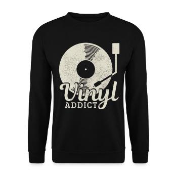 Vinyl Schallplatte Vintage DJ Geschenk - Unisex Pullover - Schwarz - Vorne - Alina (178cm) & Michal (187cm)