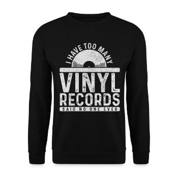 Vinyl Schallplatte Vintage DJ Geschenk - Unisex Pullover - Schwarz - Vorne - Alina (178cm) & Michal (187cm)