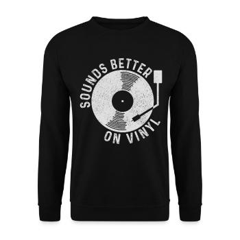 Vinyl Schallplatte Vintage DJ Geschenk - Unisex Pullover - Schwarz - Vorne - Alina (178cm) & Michal (187cm)