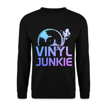 Vinyl Schallplatte Vintage DJ Geschenk - Unisex Pullover - Schwarz - Vorne - Alina (178cm) & Michal (187cm)