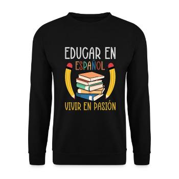 Spanish Teacher Maestra Bilingual Teacher - Unisex Sweatshirt - black - Front - Alina (178cm) & Michal (187cm)