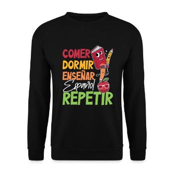 Spanish Teacher Maestra Bilingual Teacher - Unisex Sweatshirt - black - Front - Alina (178cm) & Michal (187cm)