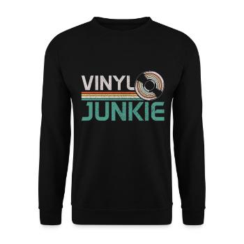 Vinyl Schallplatte Sammler DJ Geschenk - Unisex Pullover - Schwarz - Vorne - Alina (178cm) & Michal (187cm)