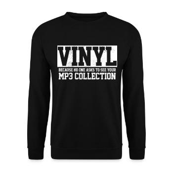 Vinyl Schallplatte Sammler DJ Geschenk - Unisex Pullover - Schwarz - Vorne - Alina (178cm) & Michal (187cm)