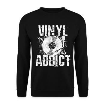 Vinyl Schallplatte Sammler DJ Geschenk - Unisex Pullover - Schwarz - Vorne - Alina (178cm) & Michal (187cm)