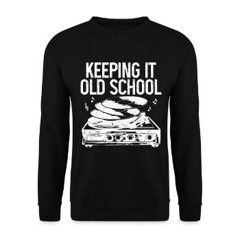 Vinyl Schallplatte Sammler DJ Geschenk - Unisex Pullover - Schwarz - Vorne - Alina (178cm) & Michal (187cm)