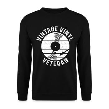 Vinyl Schallplatte Sammler DJ Geschenk - Unisex Pullover - Schwarz - Vorne - Alina (178cm) & Michal (187cm)