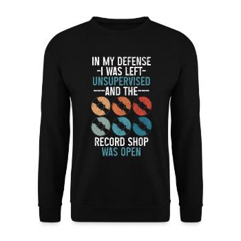 Vinyl Schallplatte Sammler DJ Geschenk - Unisex Pullover - Schwarz - Vorne - Alina (178cm) & Michal (187cm)