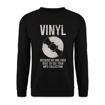 Vinyl Schallplatte Sammler DJ Geschenk - Unisex Pullover - Schwarz - Vorne - Alina (178cm) & Michal (187cm)