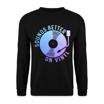 Vinyl Schallplatte Sammler DJ Geschenk - Unisex Pullover - Schwarz - Vorne - Alina (178cm) & Michal (187cm)