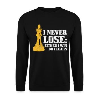 Schach Schachspieler Geschenk - Unisex Pullover - Schwarz - Vorne - Alina (178cm) & Michal (187cm)