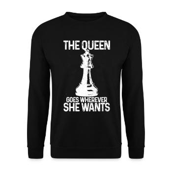 Schach Schachspieler Geschenk - Unisex Pullover - Schwarz - Vorne - Alina (178cm) & Michal (187cm)