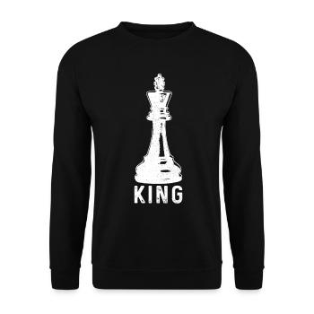 Schach Schachspieler Geschenk - Unisex Pullover - Schwarz - Vorne - Alina (178cm) & Michal (187cm)
