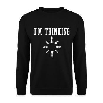 Schach Schachspieler Geschenk - Unisex Pullover - Schwarz - Vorne - Alina (178cm) & Michal (187cm)