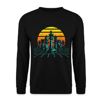 Schach Schachspieler Geschenk - Unisex Pullover - Schwarz - Vorne - Alina (178cm) & Michal (187cm)