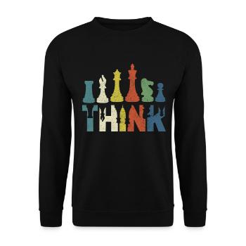Schach Schachspieler Geschenk - Unisex Pullover - Schwarz - Vorne - Alina (178cm) & Michal (187cm)