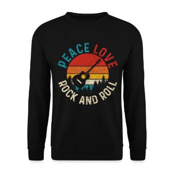 Gitarre Vintage Gitarrist Geschenk - Unisex Pullover - Schwarz - Vorne - Alina (178cm) & Michal (187cm)