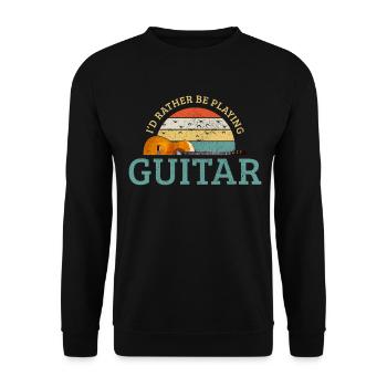 Guitar Vintage Guitarist Gift - Unisex Sweatshirt - black - Front - Alina (178cm) & Michal (187cm)