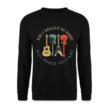 Gitarre Vintage Gitarrist Geschenk - Unisex Pullover - Schwarz - Vorne - Alina (178cm) & Michal (187cm)