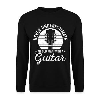 Gitarre Vintage Gitarrist Geschenk - Unisex Pullover - Schwarz - Vorne - Alina (178cm) & Michal (187cm)