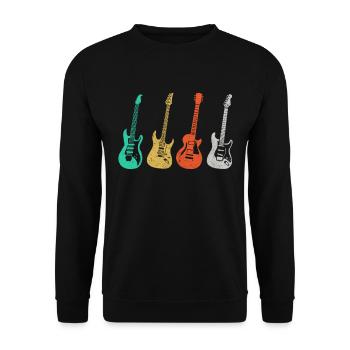 Gitarre Vintage Gitarrist Geschenk - Unisex Pullover - Schwarz - Vorne - Alina (178cm) & Michal (187cm)