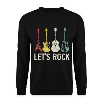 Gitarre Vintage Gitarrist Geschenk - Unisex Pullover - Schwarz - Vorne - Alina (178cm) & Michal (187cm)