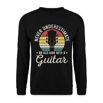Gitarre Vintage Gitarrist Geschenk - Unisex Pullover - Schwarz - Vorne - Alina (178cm) & Michal (187cm)