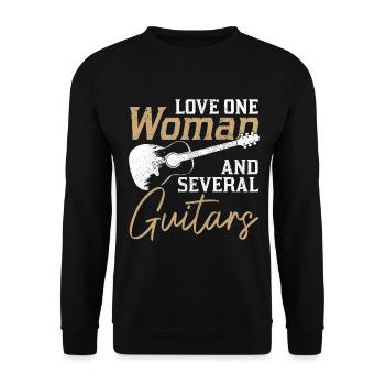 Gitarre Vintage Gitarrist Geschenk - Unisex Pullover - Schwarz - Vorne - Alina (178cm) & Michal (187cm)