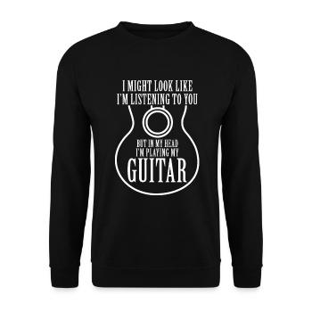 Gitarre Vintage Gitarrist Geschenk - Unisex Pullover - Schwarz - Vorne - Alina (178cm) & Michal (187cm)