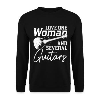 Guitar Vintage Guitarist Gift - Unisex Sweatshirt - black - Front - Alina (178cm) & Michal (187cm)