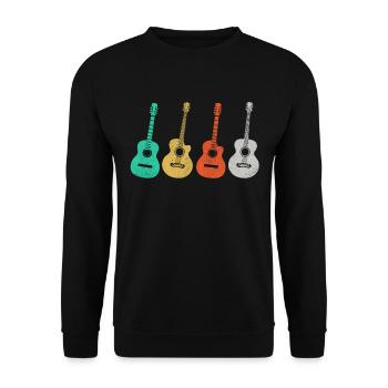 Gitarre Vintage Gitarrist Geschenk - Unisex Pullover - Schwarz - Vorne - Alina (178cm) & Michal (187cm)