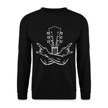 Gitarre Vintage Gitarrist Geschenk - Unisex Pullover - Schwarz - Vorne - Alina (178cm) & Michal (187cm)