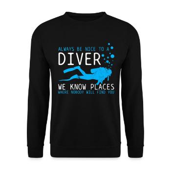 Diving Funny Vintage Diver Gift - Unisex Sweatshirt - black - Front - Alina (178cm) & Michal (187cm)