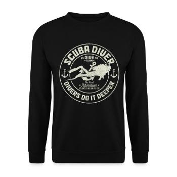 Plongée drôle Vintage plongeur cadeau - Sweat-shirt Unisexe - noir - Devant - Alina (178cm) & Michal (187cm)