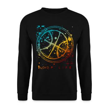 Graphique coloré de ballon de basket-ball de basket-ball de cerceau - Sweat-shirt Unisexe - noir - Devant - Alina (178cm) & Michal (187cm)