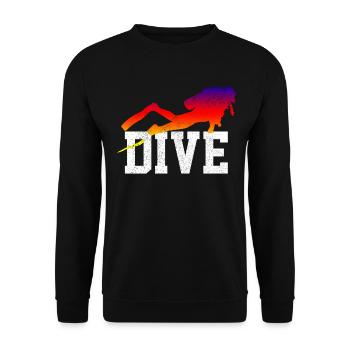 Diving Funny Vintage Diver Gift - Unisex Sweatshirt - black - Front - Alina (178cm) & Michal (187cm)